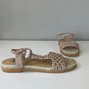 Anthropologie Bibi Lou Coventry Woven Silk Sandals Size 38/8